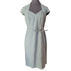 Talbots Black & White Houndstooth Dress With Belt Size 8